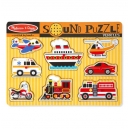 Dřevěn&eacute; puzzle se zvuky - Dopravn&iacute; prostředky