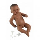  NEW BORN CHLAPEČEK - realistick&aacute; panenka miminko čern&eacute; rasy s celovinylov&yacute;m tělem - 45 cm