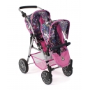 Koč&aacute;rek Tandem - Buggy TWINNY modro růžov&yacute; s jednorožci