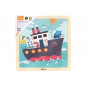 Dřevěn&eacute; puzzle 9 d&iacute;lků - loď
