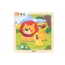 Dřevěn&eacute; puzzle 9 d&iacute;lků - lvi